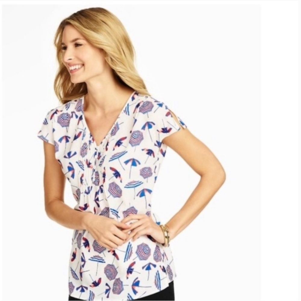 Talbot's beach umbrella print blouse- top